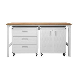 Manhattan Comfort Fortress 3-Piece Textured Metal Garage Storage Set, Composition 3
