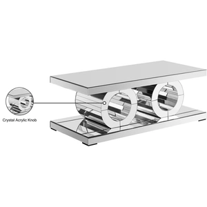 Meridian Furniture Jocelyn 48-inch Rectangular Mirrored Coffee Table