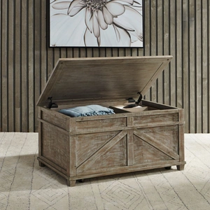 Liberty Furniture Parkland Falls Wood Storage Trunk, Weathered Taupe