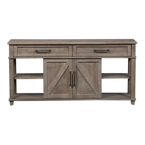 Liberty Furniture Parkland Falls Wood Sofa Table w/2 Drawers & 2 Doors, Weathered Taupe