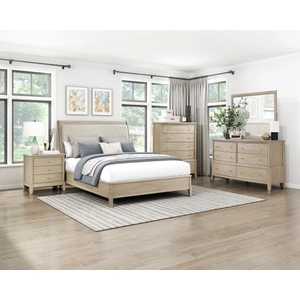 Homelegance Cotterill Faux Leather/Wood Panel Bedroom Set, Beige