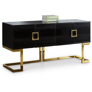 Meridian Furniture Beth 4-Door Lacquer Buffet with Stainless Steel Base & Handles
