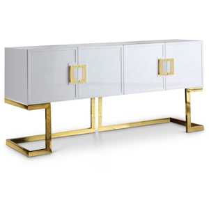 Meridian Furniture Beth 4-Door Lacquer Buffet with Stainless Steel Base & Handles