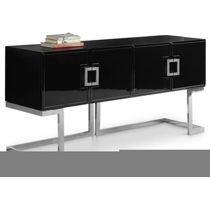 Meridian Furniture Beth 4-Door Lacquer Buffet with Stainless Steel Base & Handles