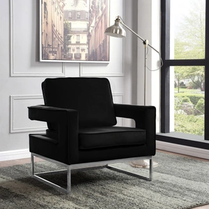 Meridian Furniture Noah Velvet Accent Chair with Chrome Iron Base