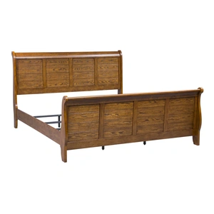 Liberty Furniture Grandpa's Cabin Wood Sleigh Bed - Aged Oak, Aged Oak
