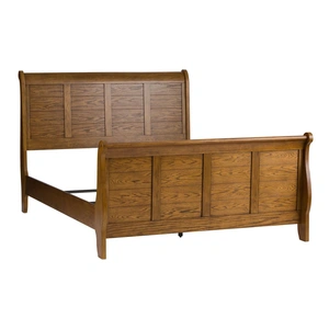 Liberty Furniture Grandpa's Cabin Wood Sleigh Bed - Aged Oak, Aged Oak