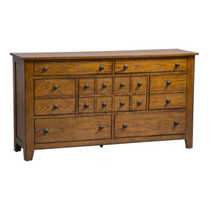 Liberty Furniture Grandpas Cabin Wood Dresser w/7 Drawers, Aged Oak