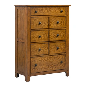 Liberty Furniture Grandpas Cabin Wood Chest w/5 Drawers, Aged Oak