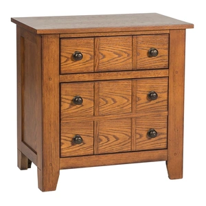 Liberty Furniture Grandpas Cabin Wood Nightstand w/3 Drawers, Aged Oak