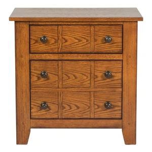 Liberty Furniture Grandpas Cabin Wood Nightstand w/3 Drawers, Aged Oak
