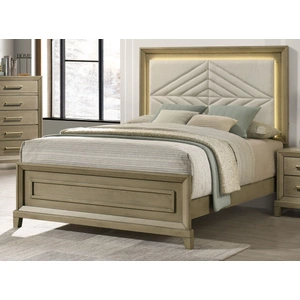 Cosmos Furniture Dove LED Bed Panel Bed with Diamond-Tufted Upholstered Headboard, Grey