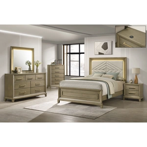 Cosmos Furniture Dove LED Bed Panel Bed with Diamond-Tufted Upholstered Headboard, Grey