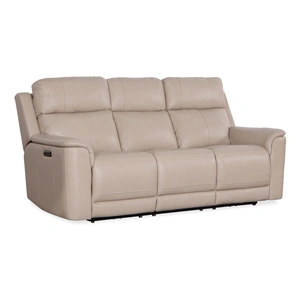 Cosmos Furniture Riley Power Reclining Sofa – Italian Leather, Beige