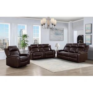 Cosmos Furniture Logan Italian Leather Power Reclining Living Room Set, Brown