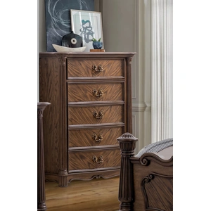 Cosmos Furniture Nicole Tall Chest 5 Drawers, Brown