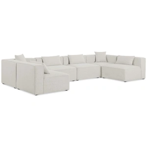 Meridian Furniture Cube 144-inch 6-Piece Linen Fabric Modular Corner U-Shape Sectional
