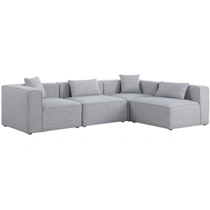Meridian Furniture Cube 108-inch 4-Piece Linen Fabric Modular Corner Sectional