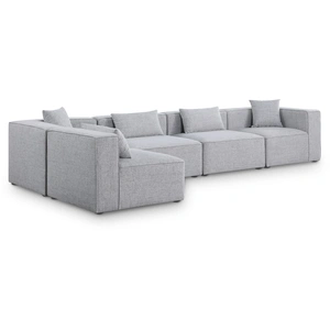 Meridian Furniture Cube 144-inch 5-Piece Linen Fabric Modular Corner Sectional