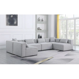 Meridian Furniture Cube 144-inch 6-Piece Linen Fabric Modular Corner U-Shape Sectional