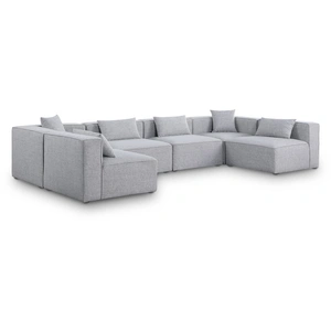 Meridian Furniture Cube 144-inch 6-Piece Linen Fabric Modular Corner U-Shape Sectional