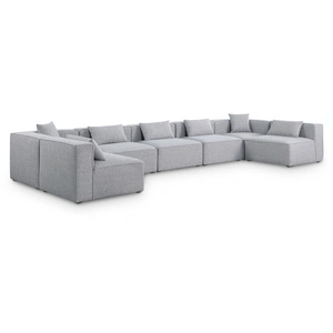 Meridian Furniture Cube 180-inch 7-Piece Linen Fabric Modular Sectional