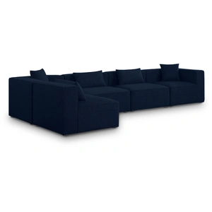 Meridian Furniture Cube 144-inch 5-Piece Linen Fabric Modular Corner Sectional