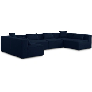 Meridian Furniture Cube 144-inch 6-Piece Linen Fabric Modular Corner U-Shape Sectional