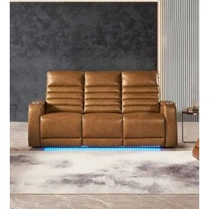 Cosmos Furniture Luca Power Reclining Sofa with DDT, LED Lighting & Wireless Charging, Brown