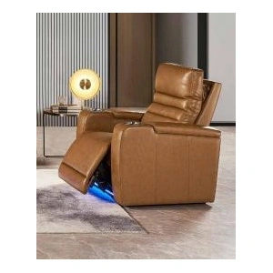 Cosmos Furniture Luca Power Recliner Chair with Multi LED Light, Brown