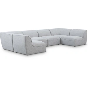 Meridian Furniture Miramar 142-inch 6-Piece Linen Fabric Modular U-Shape Corner Sectional Sofa