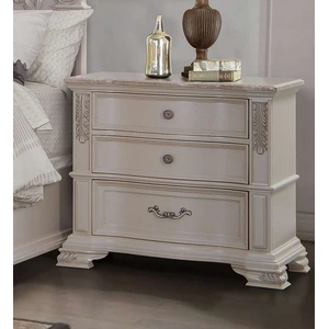 Cosmos Furniture Santa Monica Nightstand with 3 Drawers, Pearl White
