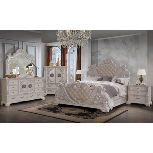 Cosmos Furniture Santa Monica Tufted Panel Bedroom Set, Pearl White