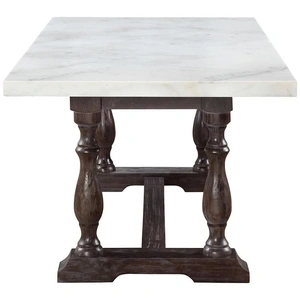 ACME Gerardo Marble/Wood Dining Table, White/Weathered Espresso
