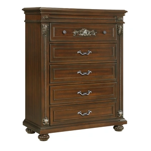 Cosmos Furniture Isabella Chest with 5 Drawers, Dark Walnut