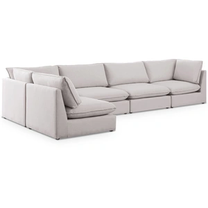 Meridian Furniture Mackenzie 160-inch 5-Piece Linen Fabric Modular Corner Sectional Sofa