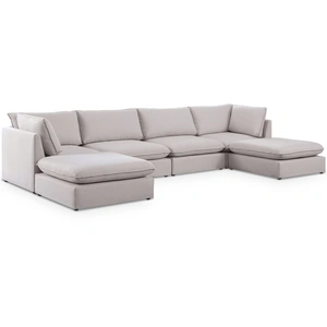 Meridian Furniture Mackenzie 160-inch 6-Piece Linen Fabric Modular U-Shape Sectional Sofa