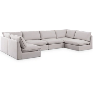 Meridian Furniture Mackenzie 160-inch 6-Piece Linen Fabric Modular U-Shape Corner Sectional Sofa