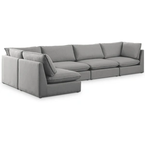 Meridian Furniture Mackenzie 160-inch 5-Piece Linen Fabric Modular Corner Sectional Sofa