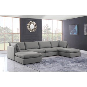 Meridian Furniture Mackenzie 160-inch 6-Piece Linen Fabric Modular U-Shape Sectional Sofa