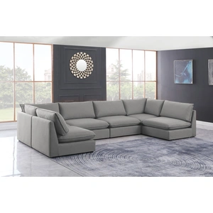 Meridian Furniture Mackenzie 160-inch 6-Piece Linen Fabric Modular U-Shape Corner Sectional Sofa