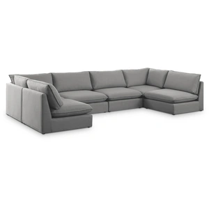 Meridian Furniture Mackenzie 160-inch 6-Piece Linen Fabric Modular U-Shape Corner Sectional Sofa