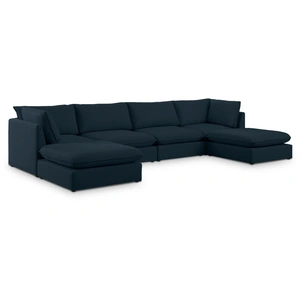 Meridian Furniture Mackenzie 160-inch 6-Piece Linen Fabric Modular U-Shape Sectional Sofa