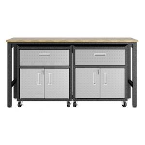 Manhattan Comfort Fortress 3-Piece Textured Metal Garage Storage Set, Composition 4