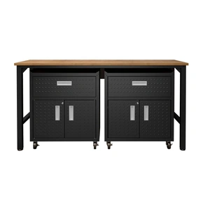Manhattan Comfort Fortress 3-Piece Textured Metal Garage Storage Set, Composition 4