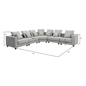 Furnings Apollo Luxury Linen Fabric Modular L-Shape 5-Piece Sectional Sofa Set