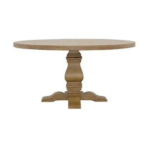 Coaster Florence Wood Round Pedestal Dining Table, Rustic Smoke