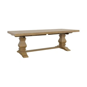 Coaster Florence Wood Rectangular Double Pedestal Extendable Dining Table, Rustic Smoke