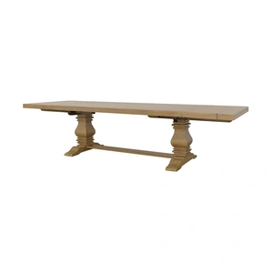 Coaster Florence Wood Rectangular Double Pedestal Extendable Dining Table, Rustic Smoke