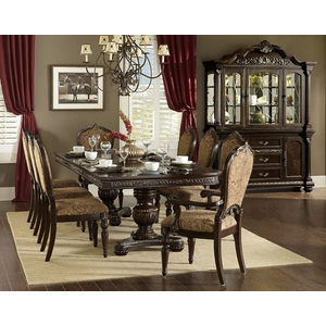 Homelegance Russian Hill Classic Extendable Wood Veneer Dining Table, Dark Cherry